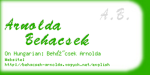 arnolda behacsek business card